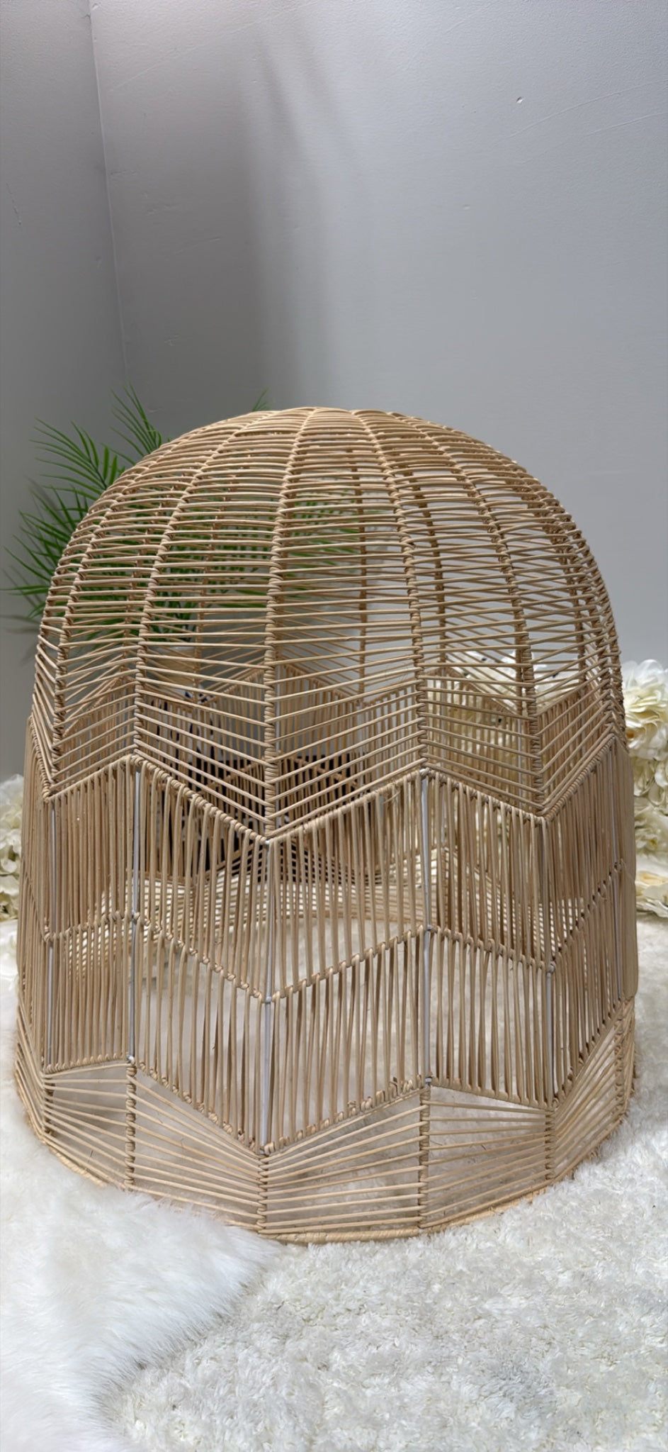 Artherhome Rattan Pendant Light β Dome with Chevron Skirt β π‘ Z3 Grade: Open Box β Unused