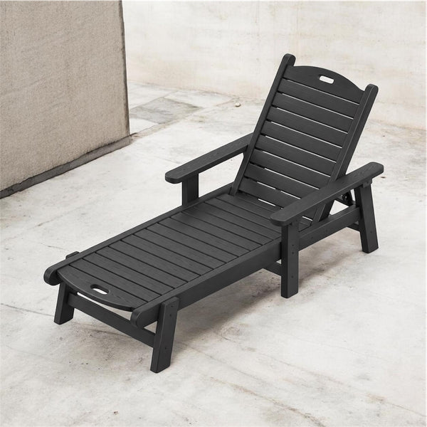 YITAHOME Outdoor Chaise Lounge with Arms, Black Wood-Grain, Z3-01109, illustration, not our exact unit