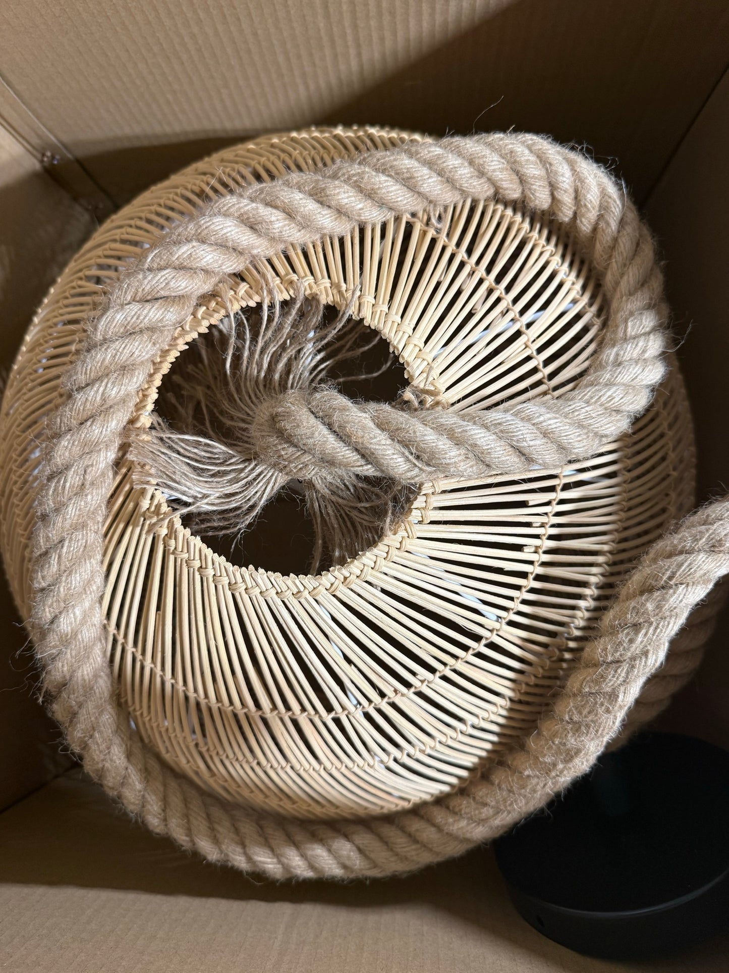 Arturesthome Woven Rattan Globe Pendant Light — Boho Hemp-Rope Cord │ Z3 Grade: 🟡 Open Box – Unused