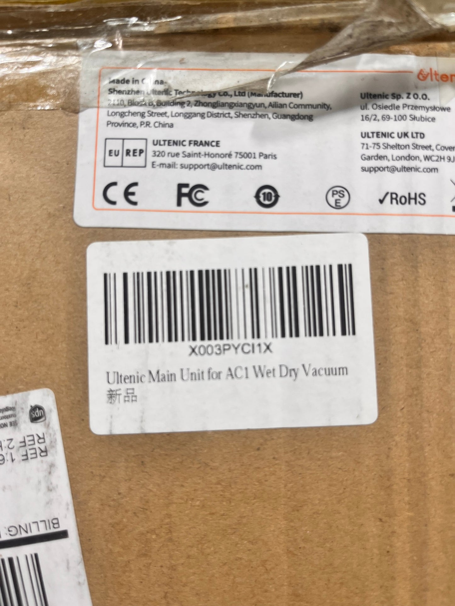 Ultenic AC1 Wet Dry Vacuum – Replacement Main Unit │ 🟡 Z3 Grade: Open Box – Unused