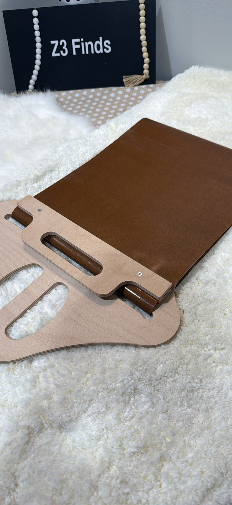 Wooden Foldable Laptop Stand — Portable Birch Lap Desk with Phone/Tablet Slot │ Z3 Grade: 🟡 Open Box – Unused