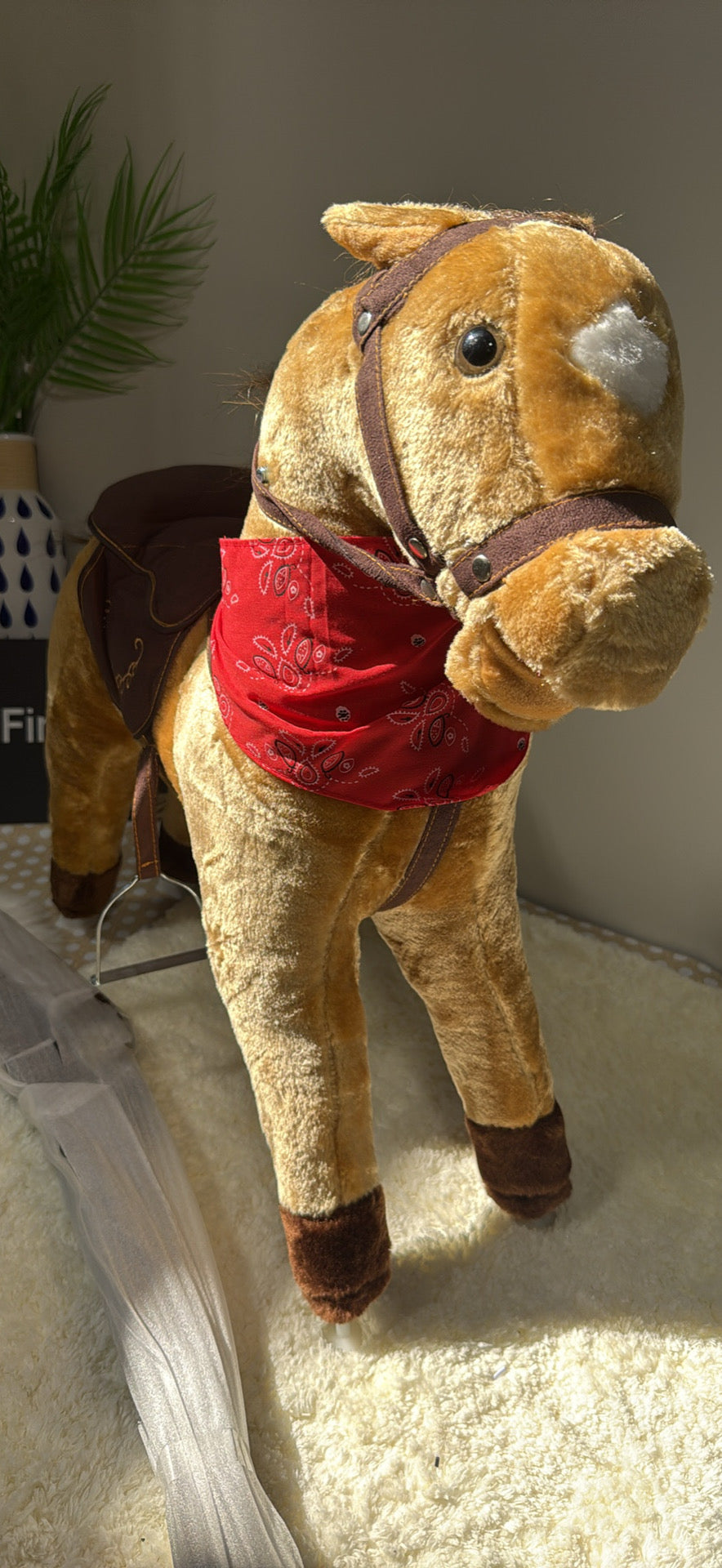 Plush Standing Toy Horse — Saddle, Bridle & Bandana │ Z3 Grade: 🟡 Open Box – Unused