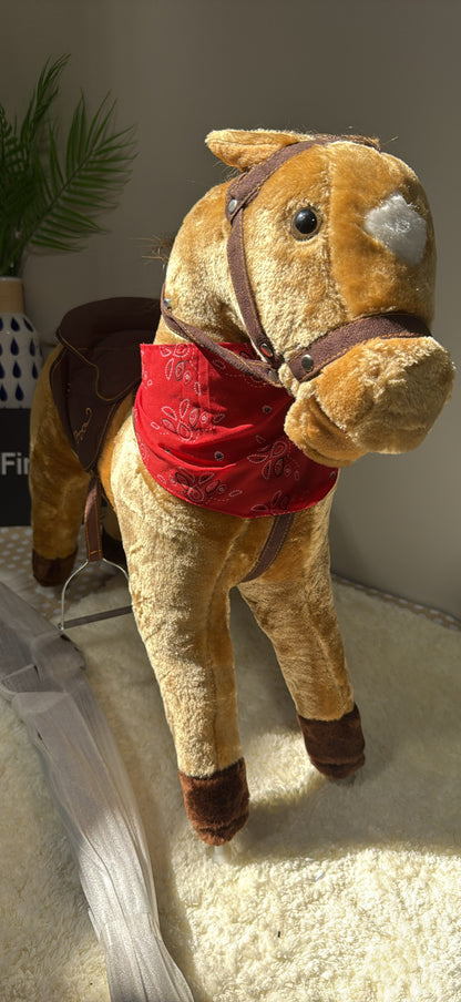 Plush Standing Toy Horse — Saddle, Bridle & Bandana │ Z3 Grade: 🟡 Open Box – Unused