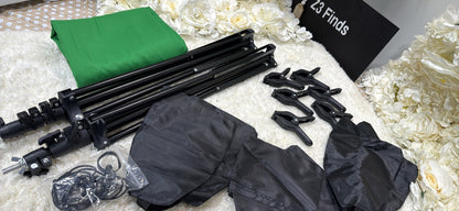 Green Screen Backdrop with Stand Kit – 8ft × 5.5ft │ 🟡 Z3 Grade: Open Box – Unused