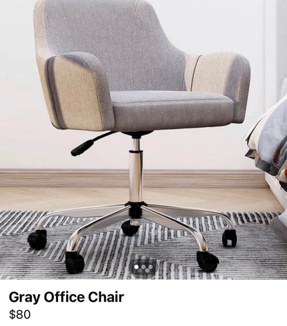 Grey Upholstered Office Chair — Mid-Back Swivel Task Chair with Armrests │ Z3 Grade: 🟢 Brand New (Sealed)