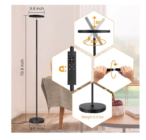 OUTON LED Floor Lamp — 70" Torchiere with 4 Color Temperatures & Remote │ Z3 Grade: 🟢 Brand New (Sealed)