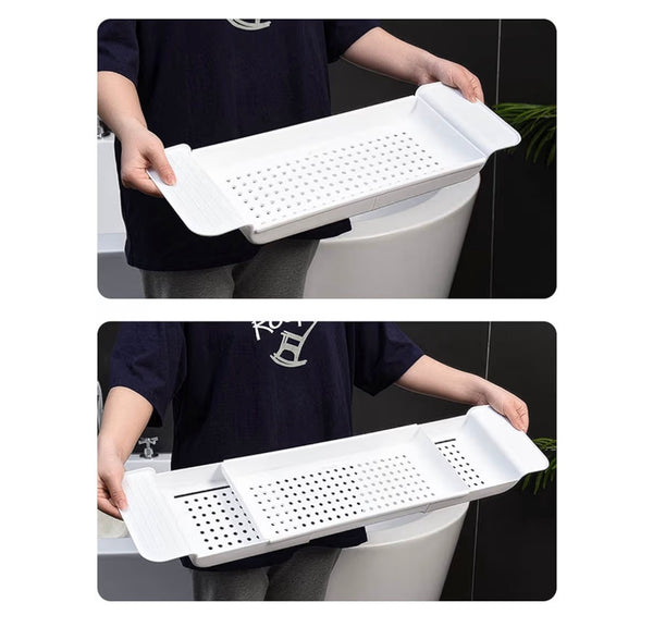 Expandable Bathtub Caddy Tray — Adjustable Over-Tub Rack with Drainage │ Z3 Grade: 🟡 Open Box – Unused