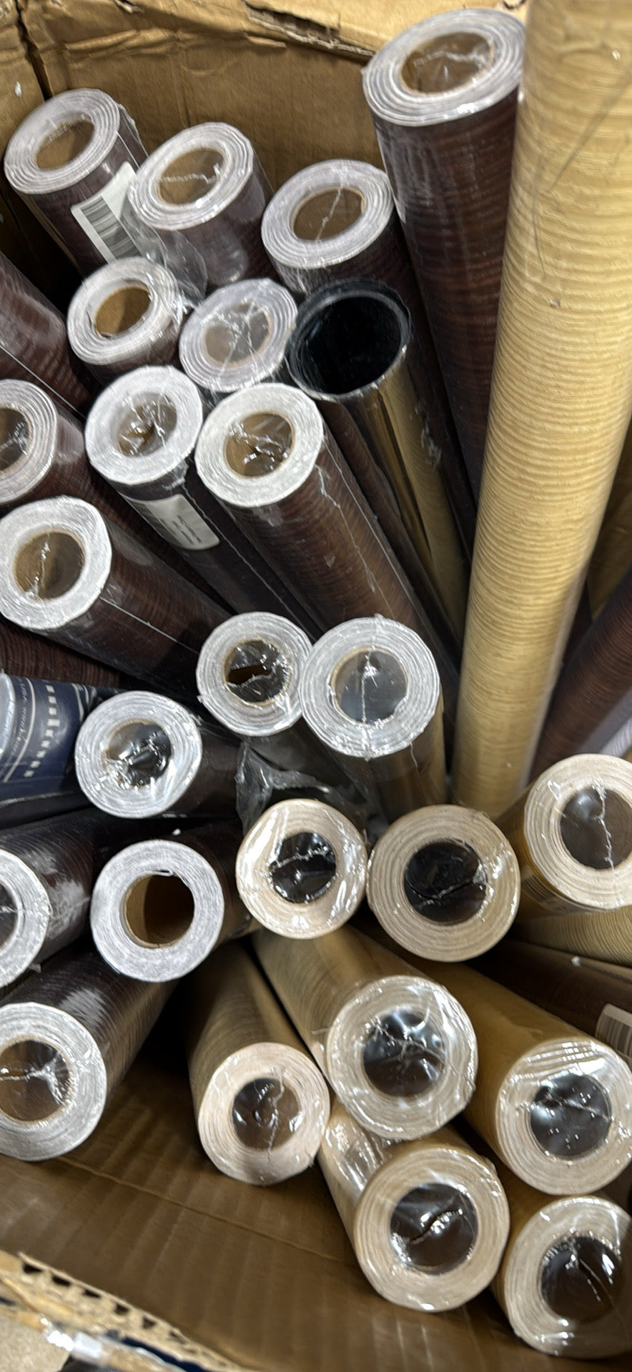 Wood-Grain Peel-&-Stick Contact Paper — Bulk Lot of Rolls (Brown & Tan) │ Z3 Grade: 🟡 Open Box – Unused