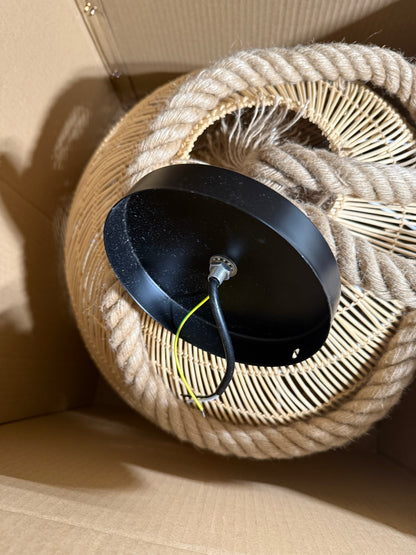 Arturesthome Woven Rattan Globe Pendant Light — Boho Hemp-Rope Cord │ Z3 Grade: 🟡 Open Box – Unused
