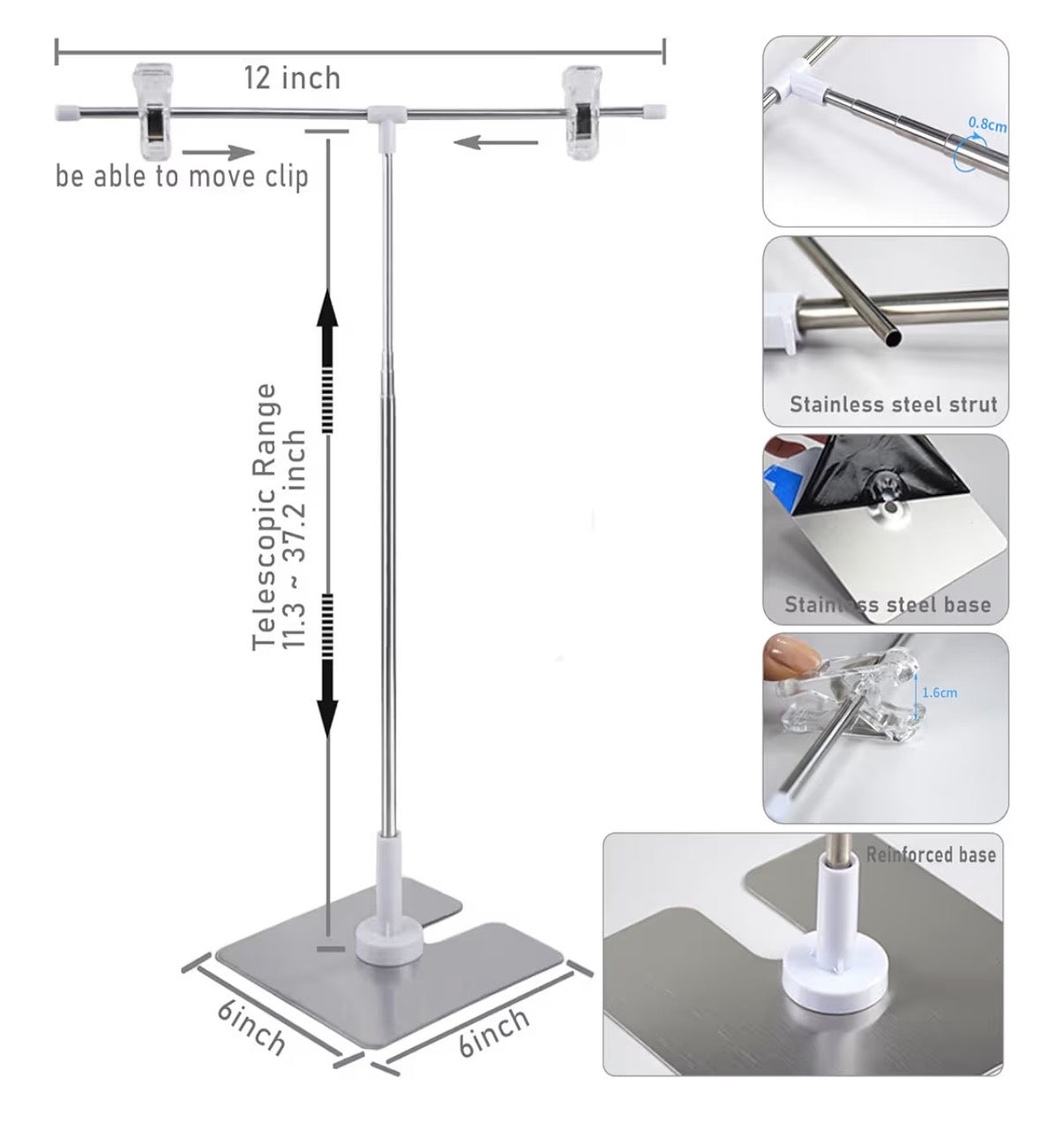 iProTech Double-Sided Photography Backdrop Set — Multi-Pattern Boards + Telescopic Stand │ Z3 Grade: 🟡 Open Box – Unused