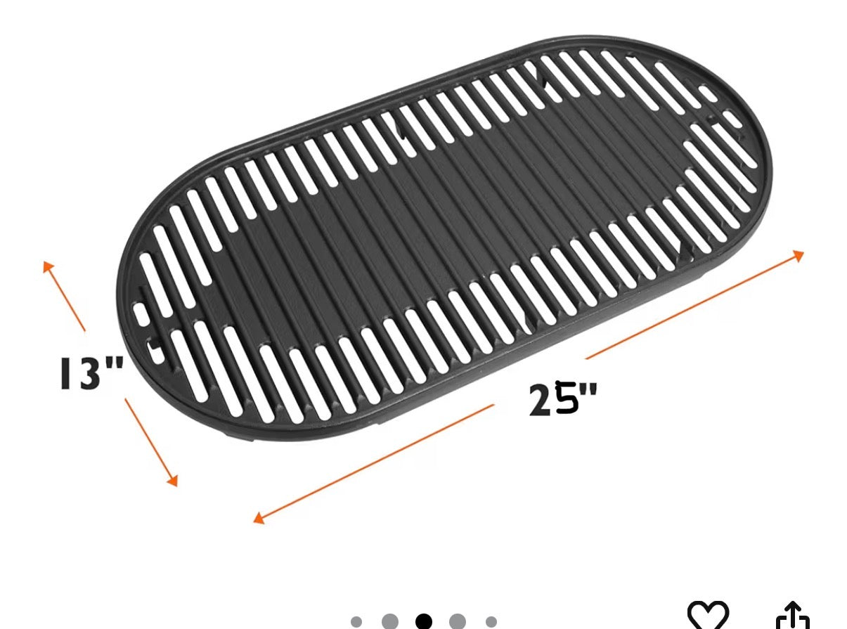 Z Grills Cast Iron Oval Grill Grate — 25" x 13" Reversible Cooking Grate │ Z3 Grade: 🟢 Brand New (Sealed)