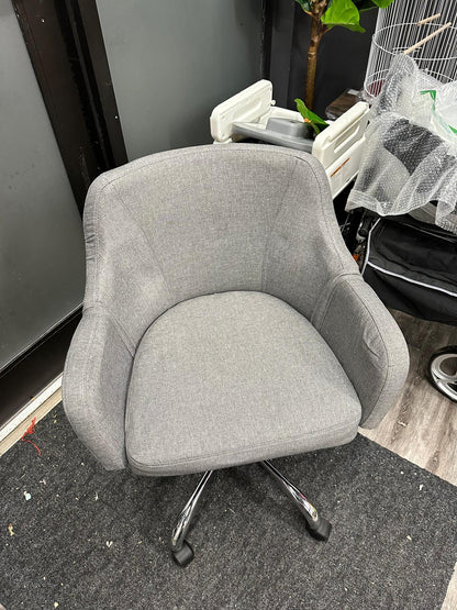 Grey Upholstered Office Chair — Mid-Back Swivel Task Chair with Armrests │ Z3 Grade: 🟢 Brand New (Sealed)