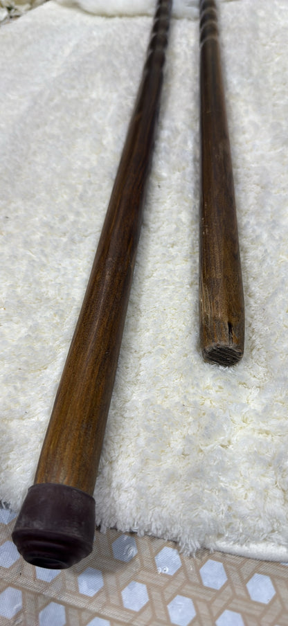 Brazos Twisted Trail Blazer 55″ Walking Stick (Set of 2) — Handcrafted Wood Hiking Staff with Leather Wrist Strap │ Z3 Grade: 🟡 Open Box – Unused