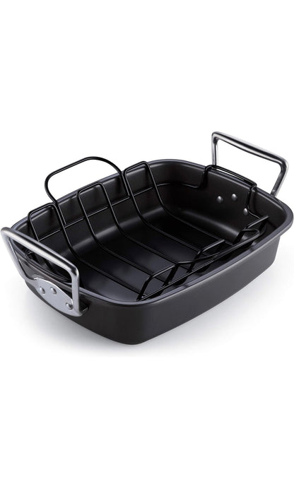 Cook N Home Nonstick Bakeware Roaster with Rack 17" x 13" — Even-Browning U-Rack │ Z3 Grade: 🟢 Brand New (Sealed)