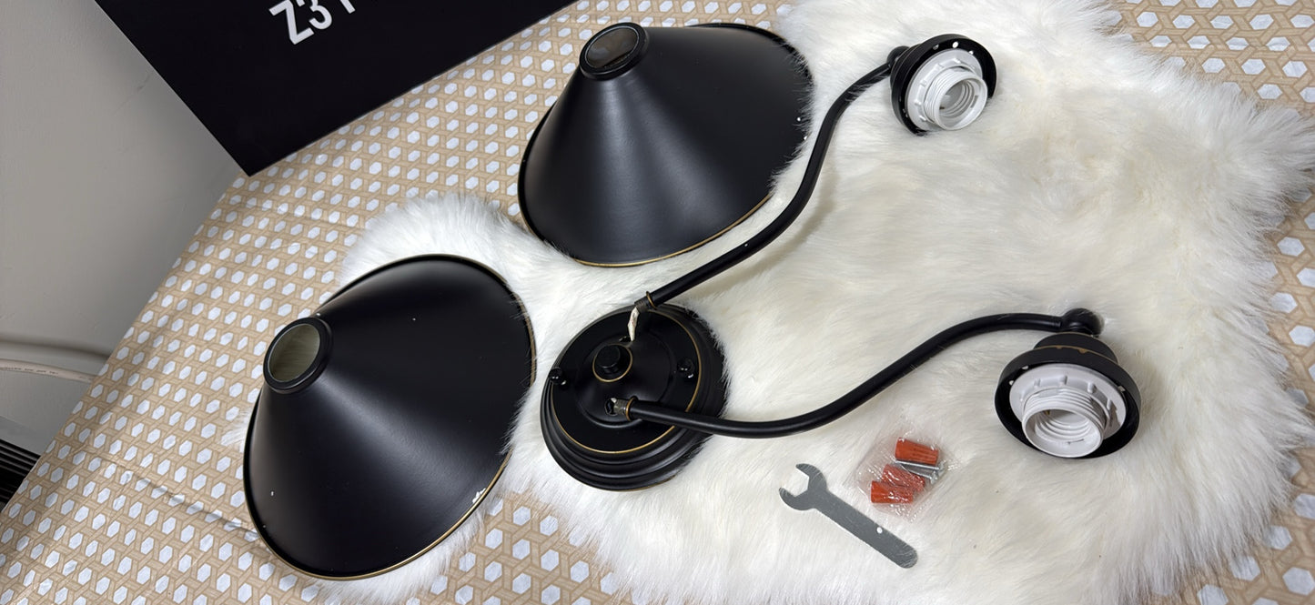Farmhouse 2-Light Vanity Wall Light — Oil-Rubbed Bronze Cone Shades │ Z3 Grade: 🟡 Open Box – Unused