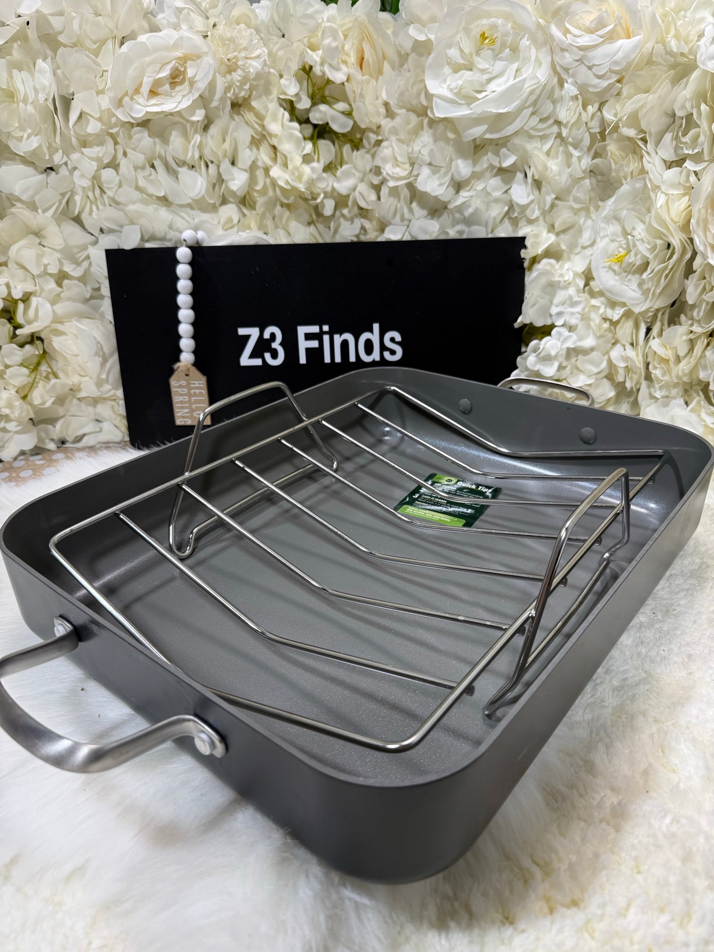 GreenPan Chatham Hard-Anodized Roasting Pan 16"×13" — Ceramic Nonstick + Stainless Rack │ Z3 Grade: 🟡 Open Box – Unused