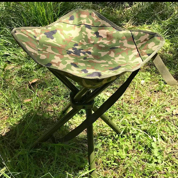 Camouflage Folding Camp Stool — 4-Leg Portable Slacker Stool with Carry Bag │ Z3 Grade: 🟡 Open Box – Unused
