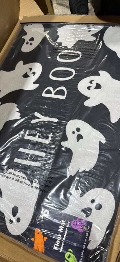 Hey Boo Halloween Floor Mat – 16" × 24" │ 🟢 Z3 Grade: Brand New