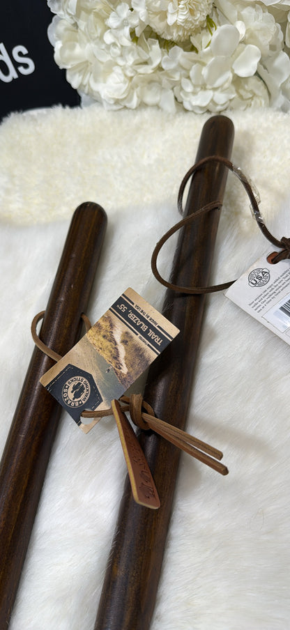 Brazos Twisted Trail Blazer 55″ Walking Stick (Set of 2) — Handcrafted Wood Hiking Staff with Leather Wrist Strap │ Z3 Grade: 🟡 Open Box – Unused