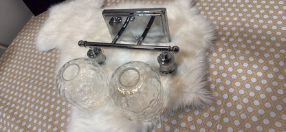 ZEYU 2-Light Bathroom Vanity Light (14") — Chrome Finish with Clear Hammered Glass │ Z3 Grade: 🟡 Open Box – Unused