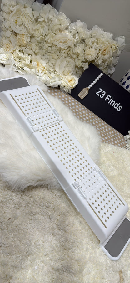 Expandable Bathtub Caddy Tray — Adjustable Over-Tub Rack with Drainage │ Z3 Grade: 🟡 Open Box – Unused