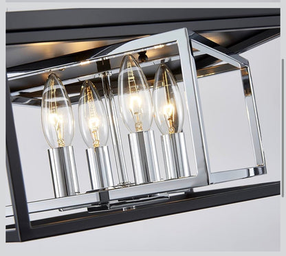 AGV Lighting CL035S 4-Light Flush Mount Ceiling Light — Black & Chrome Square Cage │ Z3 Grade: 🟡 Open Box – Unused