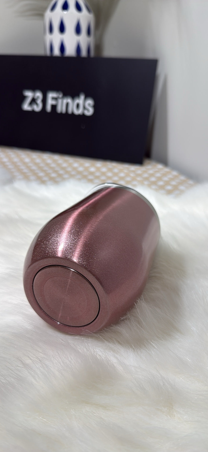 Rose Gold Stainless Steel Wine Tumbler — 12oz Double-Wall Vacuum Insulated w/ Lid & Straw │ Z3 Grade: 🟢 Brand New (Sealed)