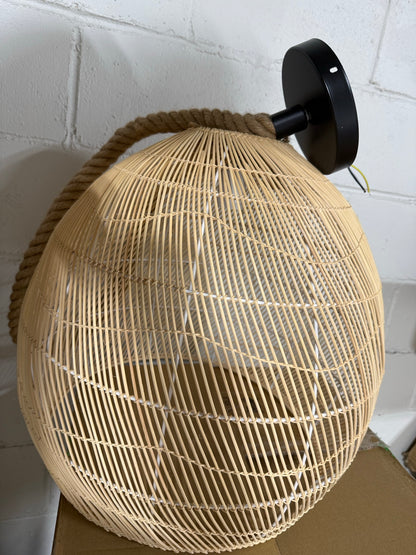 Arturesthome Woven Rattan Globe Pendant Light — Boho Hemp-Rope Cord │ Z3 Grade: 🟡 Open Box – Unused