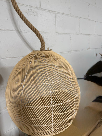 Arturesthome Woven Rattan Globe Pendant Light — Boho Hemp-Rope Cord │ Z3 Grade: 🟡 Open Box – Unused