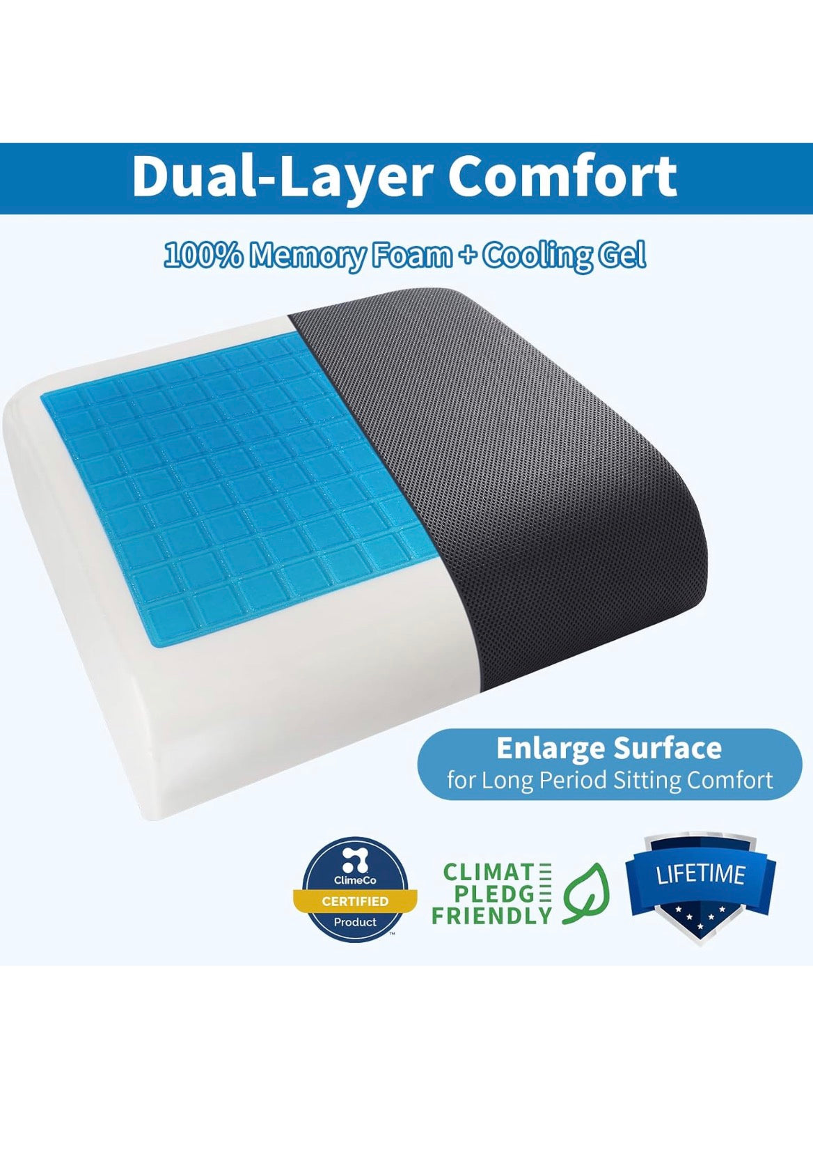 Extra Thick Gel & Memory Foam Seat Cushion │ 🟡 Z3 Grade: Open Box – Unused