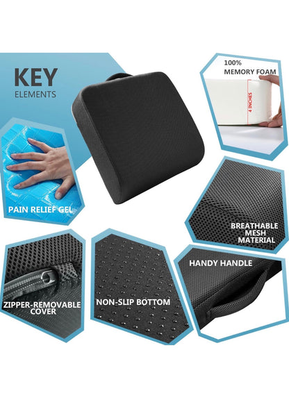 Extra Thick Gel & Memory Foam Seat Cushion │ 🟡 Z3 Grade: Open Box – Unused