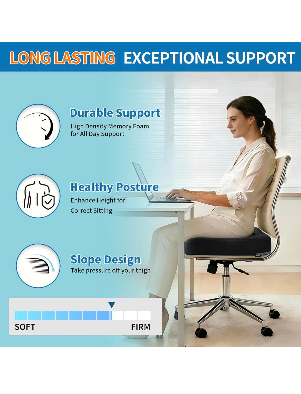 Extra Thick Gel & Memory Foam Seat Cushion │ 🟡 Z3 Grade: Open Box – Unused