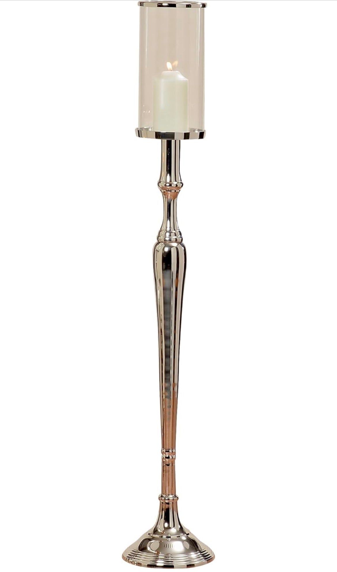 WHW Amara 43" Silver Lantern Candle Holder │ 🟡 Z3 Grade: Open Box – Unused