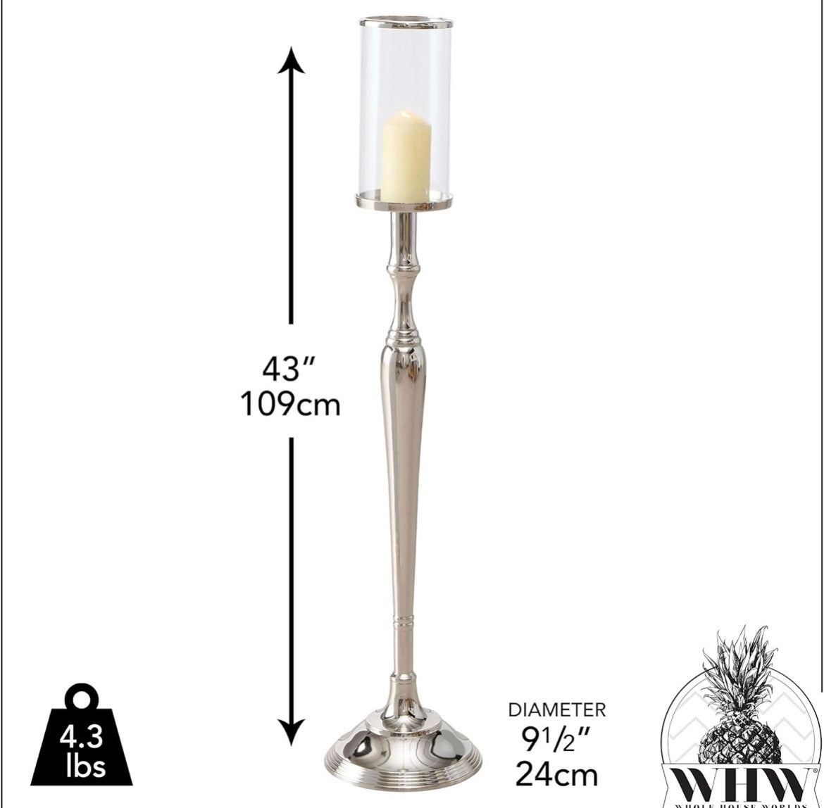 WHW Amara 43" Silver Lantern Candle Holder │ 🟡 Z3 Grade: Open Box – Unused