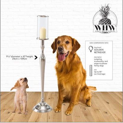 WHW Amara 43" Silver Lantern Candle Holder │ 🟡 Z3 Grade: Open Box – Unused