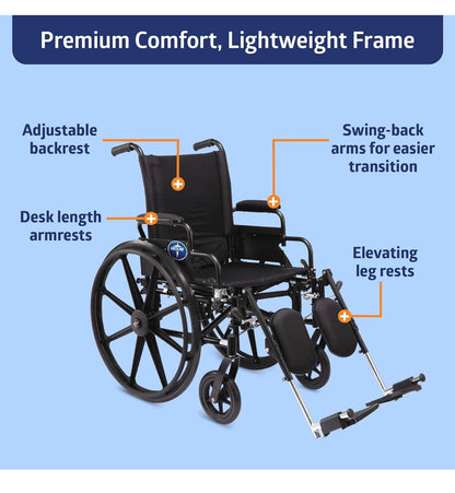 Guardian K4 Lightweight Transport Chair – 18" Seat Width │ 🟢 Z3 Grade: Brand New