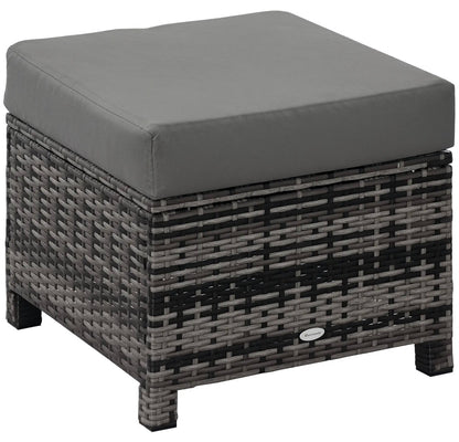 Outsunny Patio Rattan Ottoman / Wicker Footrest – Grey │ 🟡 Z3 Grade: Open Box – Unused