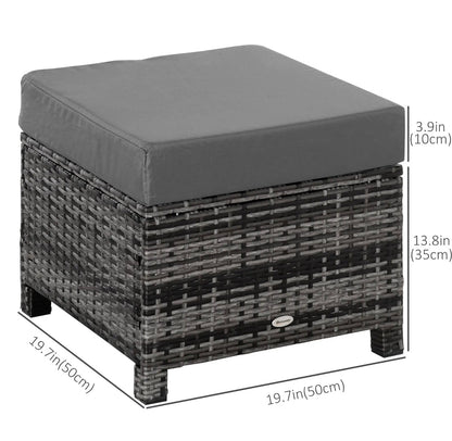 Outsunny Patio Rattan Ottoman / Wicker Footrest – Grey │ 🟡 Z3 Grade: Open Box – Unused