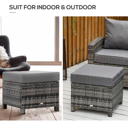 Outsunny Patio Rattan Ottoman / Wicker Footrest – Grey │ 🟡 Z3 Grade: Open Box – Unused