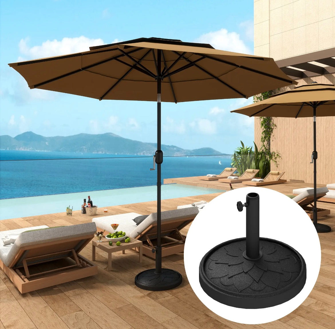 Outsunny Round Patio Umbrella Base – 26 lbs Resin, Black │ 🟠 Z3 Grade: Inspected & Tested