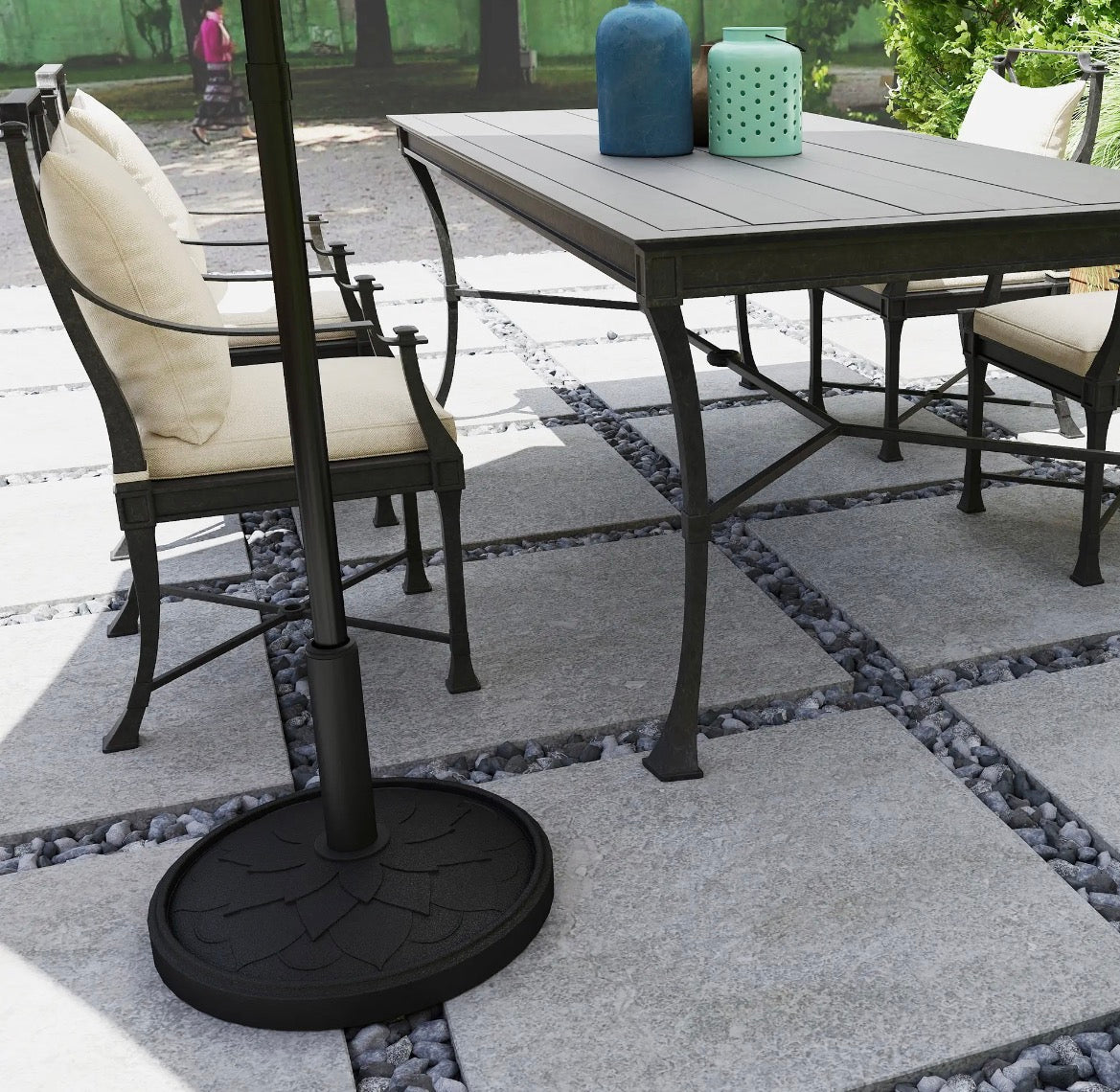 Outsunny Round Patio Umbrella Base – 26 lbs Resin, Black │ 🟠 Z3 Grade: Inspected & Tested