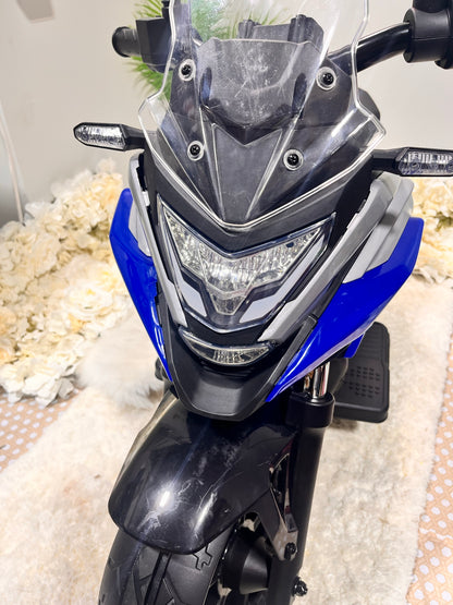 Qaba Honda 12V Ride-On Motorbike - Used Once, Lights, Music, Blue │ 🟤 Z3 Grade: Value – Cosmetic Damage
