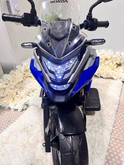 Qaba Honda 12V Ride-On Motorbike - Used Once, Lights, Music, Blue │ 🟤 Z3 Grade: Value – Cosmetic Damage