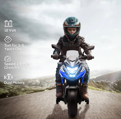 Qaba Honda 12V Ride-On Motorbike - Used Once, Lights, Music, Blue │ 🟤 Z3 Grade: Value – Cosmetic Damage