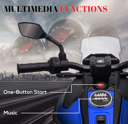 Qaba Honda 12V Ride-On Motorbike - Used Once, Lights, Music, Blue │ 🟤 Z3 Grade: Value – Cosmetic Damage