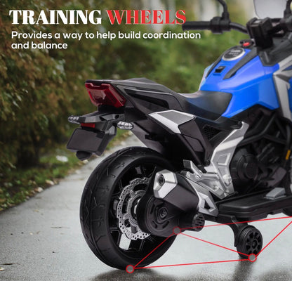 Qaba Honda 12V Ride-On Motorbike - Used Once, Lights, Music, Blue │ 🟤 Z3 Grade: Value – Cosmetic Damage