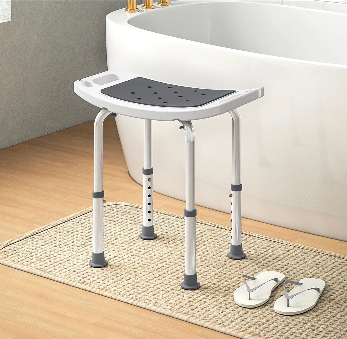 HOMCOM Adjustable Shower/Bath Chair (713-052V00GY, Grey) │ 🟡 Z3 Grade: Open Box – Unused