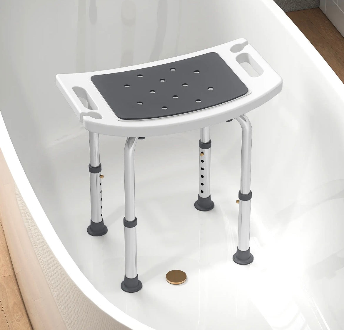 HOMCOM Adjustable Shower/Bath Chair (713-052V00GY, Grey) │ 🟡 Z3 Grade: Open Box – Unused