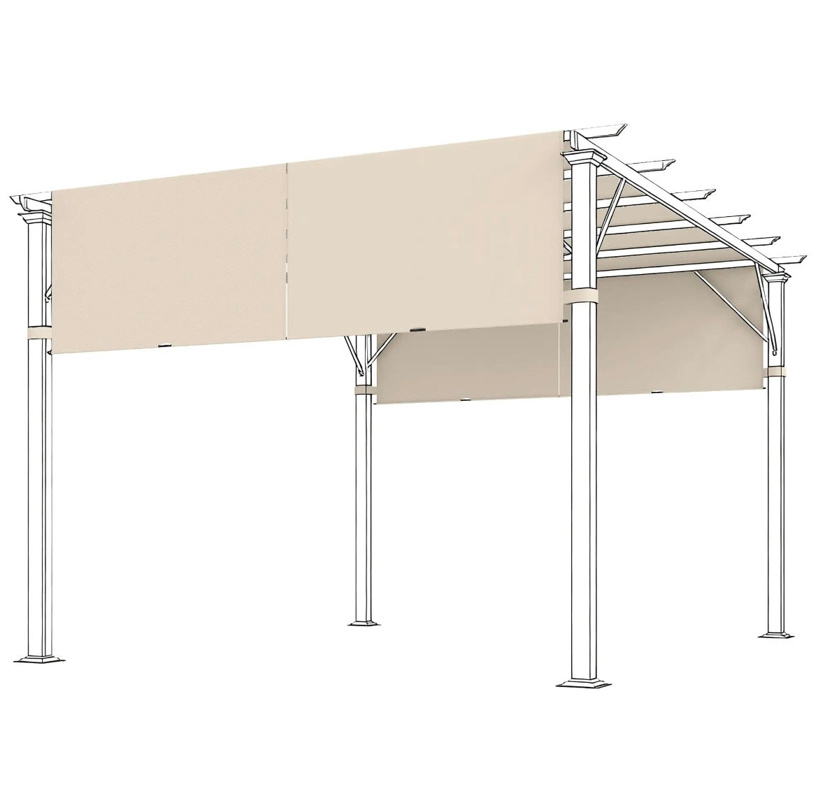 Outsunny Pergola Replacement Canopy 2-Pack (84C-492V00KK, Khaki, 10x10) │ 🟡 Z3 Grade: Open Box – Unused