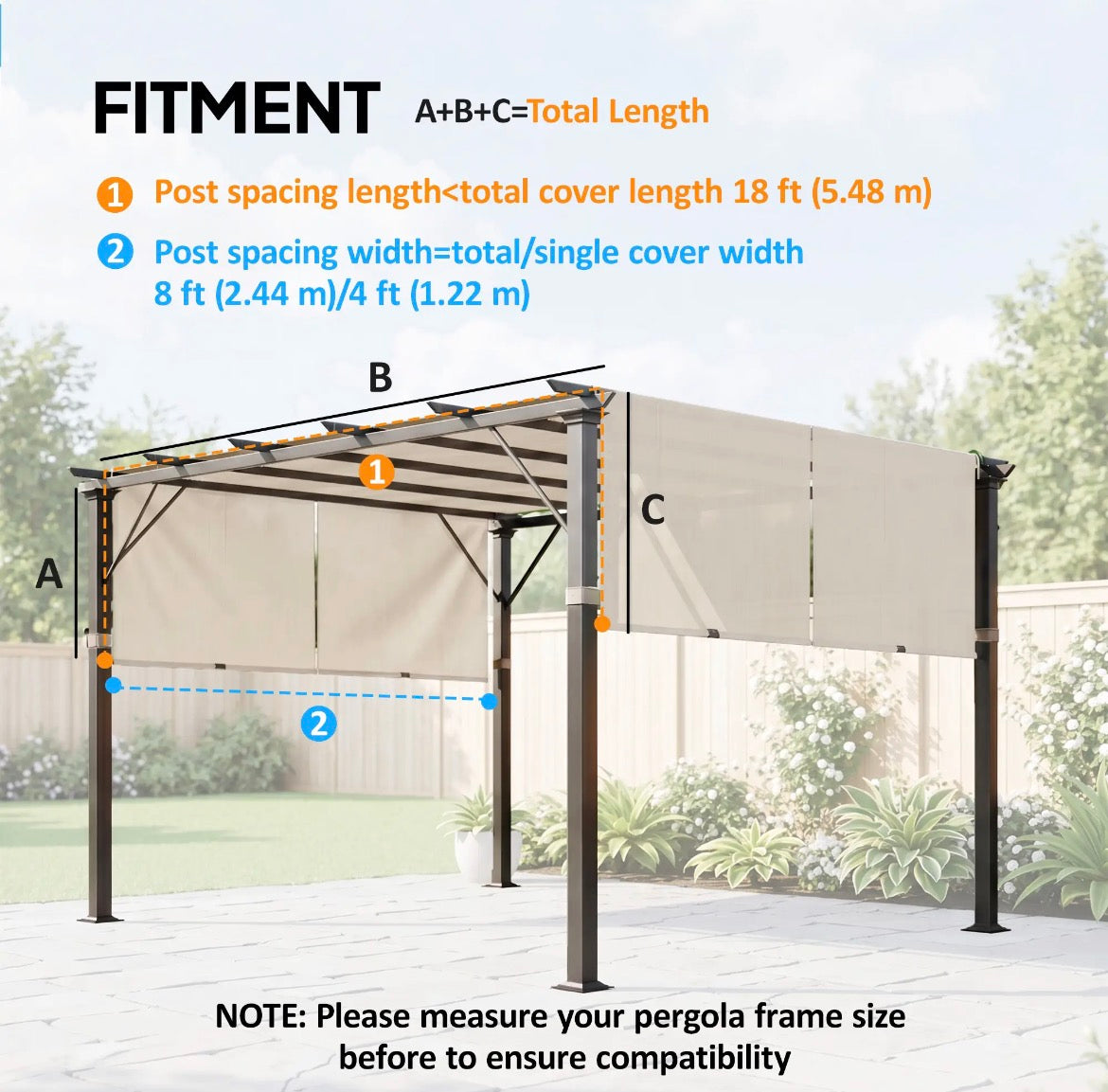 Outsunny Pergola Replacement Canopy 2-Pack (84C-492V00KK, Khaki, 10x10) │ 🟡 Z3 Grade: Open Box – Unused